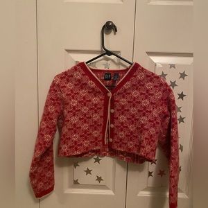 GAP red patterned cropped wool cardigan